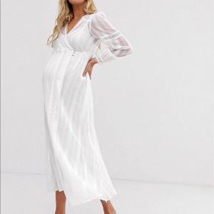 Asos Maternity white wrap dress with lace insert